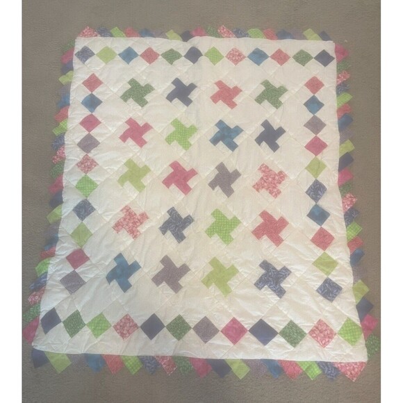 Handmade Other - HandMade Child’s Reversible Quilt Bright Colors Frogs & Flowers 40” L X 33” W